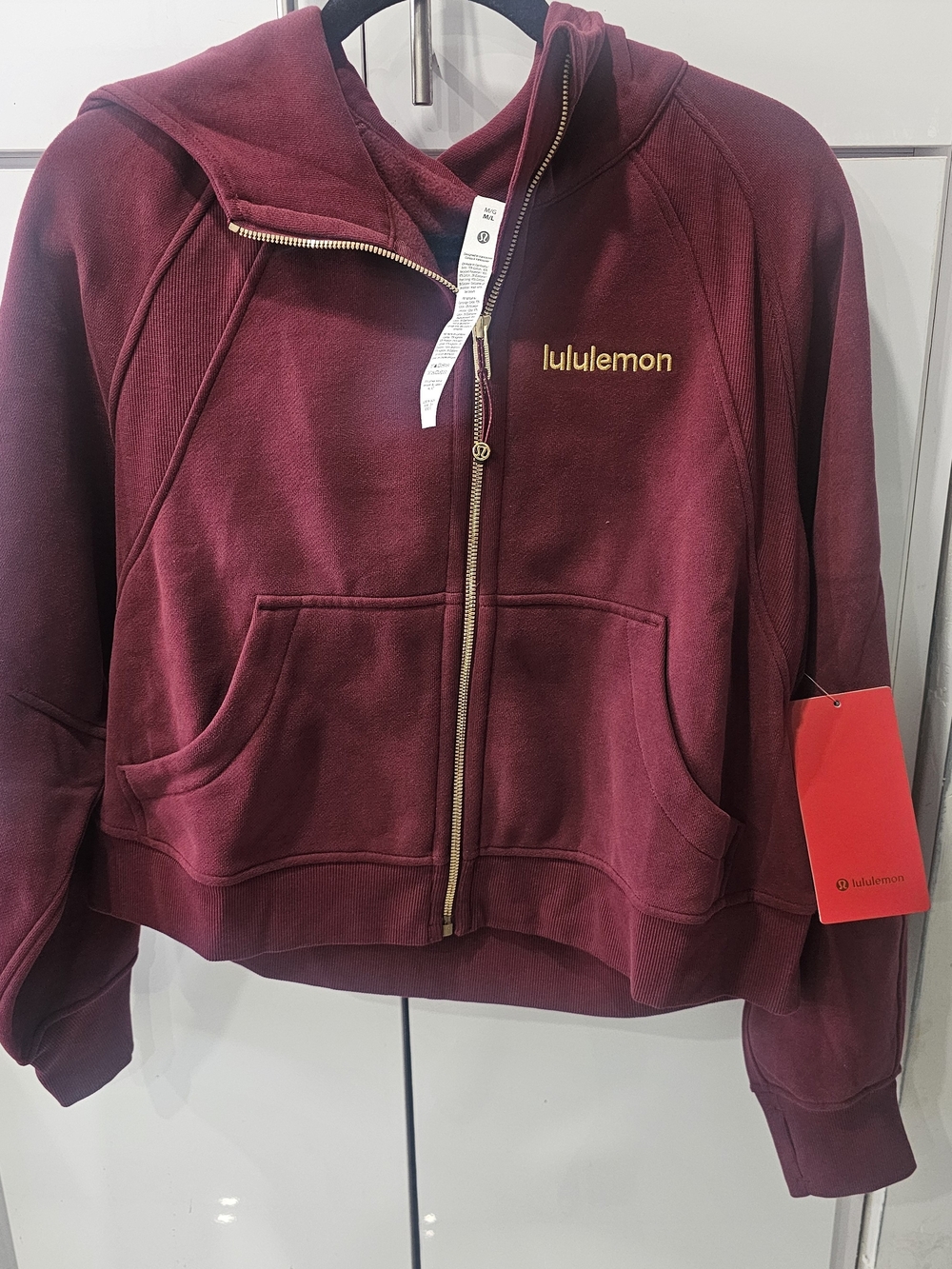 lululemon athletica Burgundy Zip Hoodie with Gold Accents